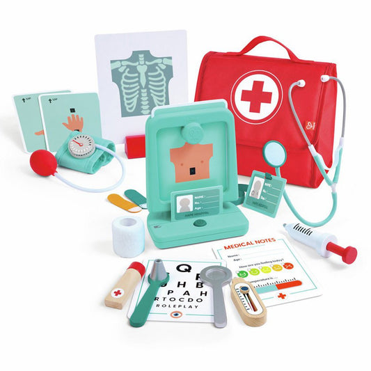 JUGUETE DE MADERA HAPE ·JUEGO MÉDICO DEL PEQUEÑO DOCTOR· - Happy Moments Baby
