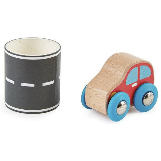 JUGUETE DE MADERA HAPE ·MINI COCHE CON CARRETERA· - Happy Moments Baby