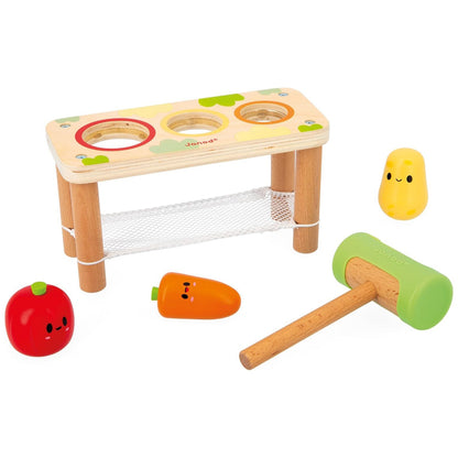 JUGUETE DE MADERA JANOD ·BANCO DE GOLPEO VERDURAS· - Happy Moments Baby