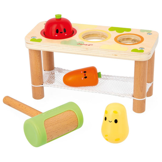 JUGUETE DE MADERA JANOD ·BANCO DE GOLPEO VERDURAS· - Happy Moments Baby