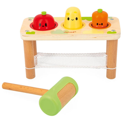 JUGUETE DE MADERA JANOD ·BANCO DE GOLPEO VERDURAS· - Happy Moments Baby