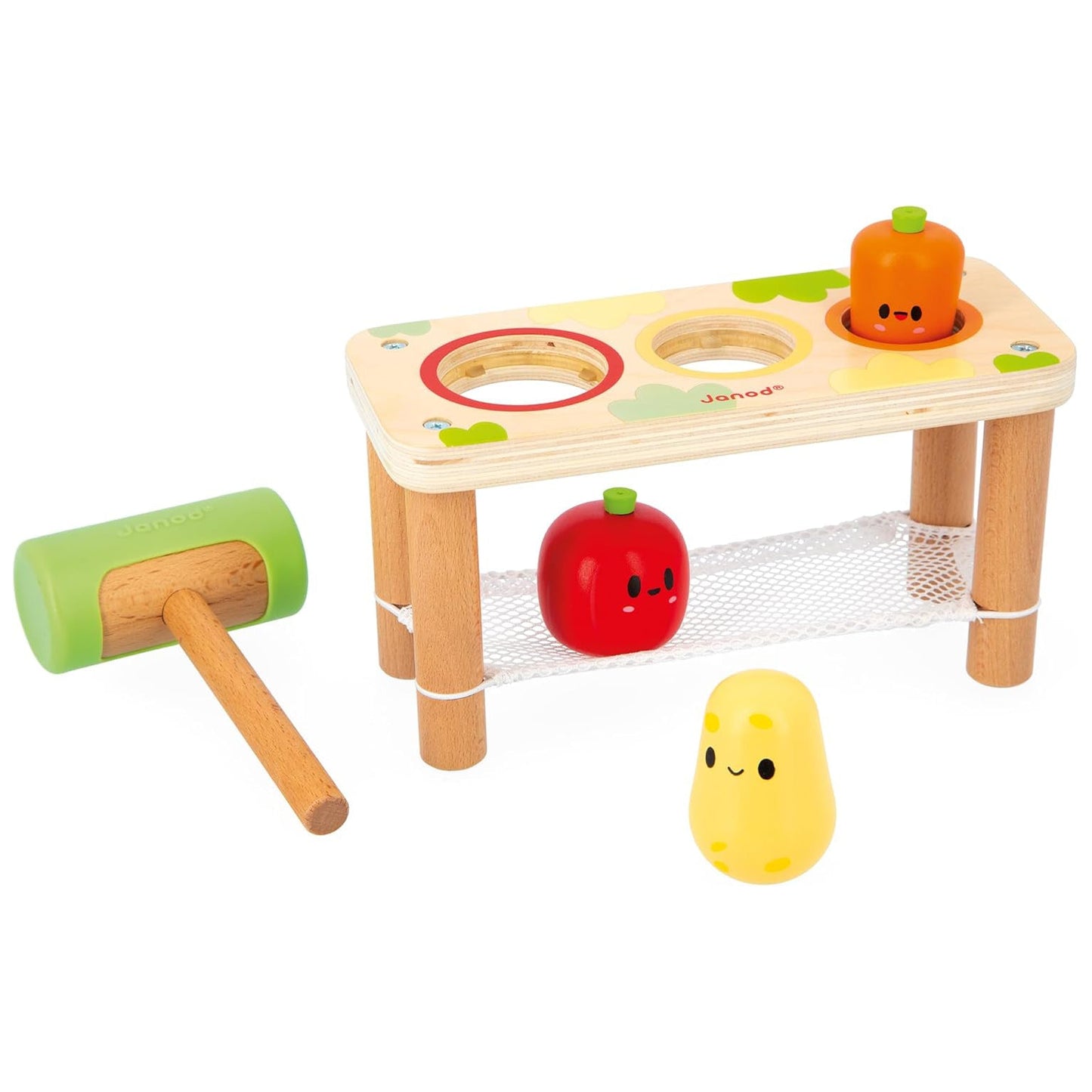 JUGUETE DE MADERA JANOD ·BANCO DE GOLPEO VERDURAS· - Happy Moments Baby