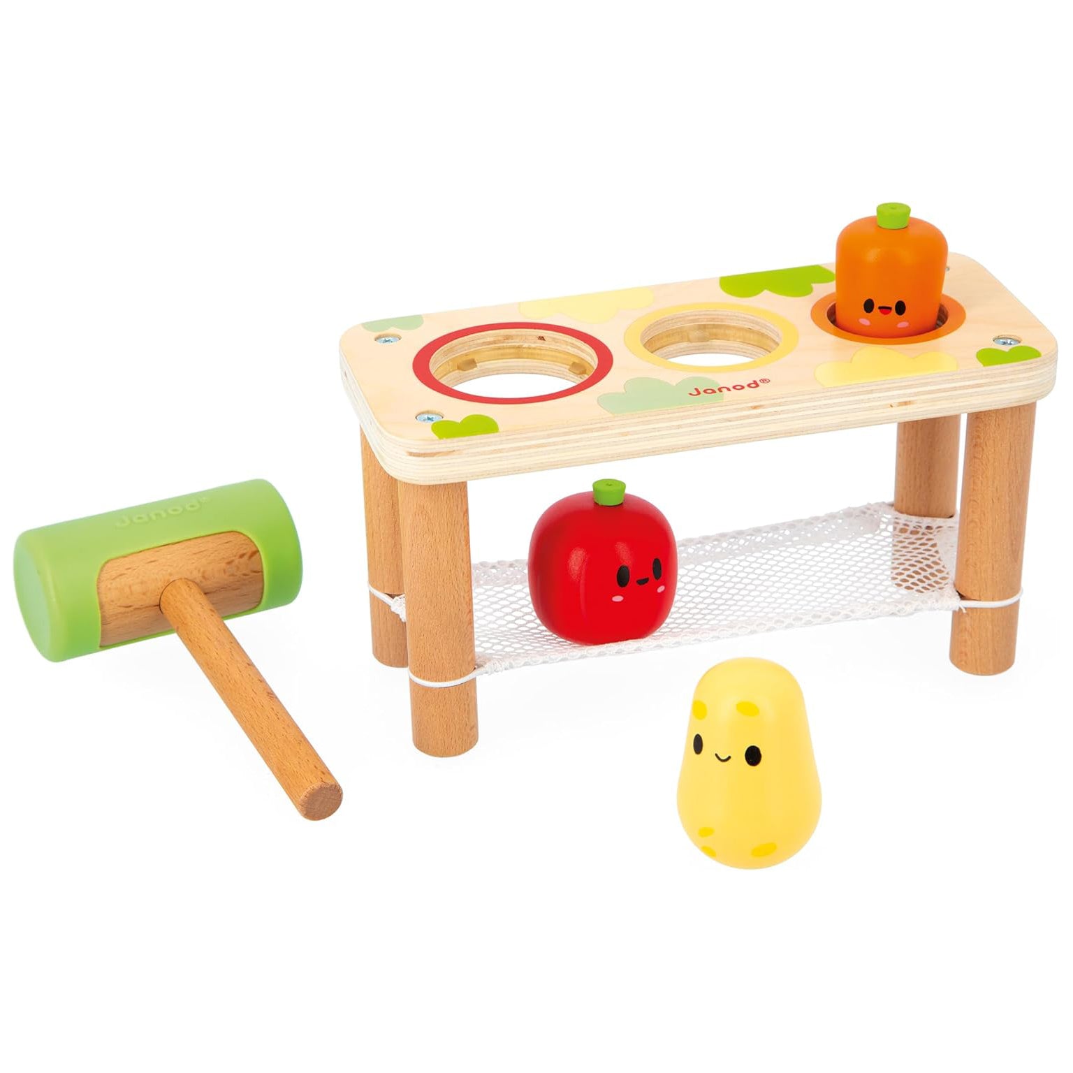 JUGUETE DE MADERA JANOD ·BANCO DE GOLPEO VERDURAS· - Happy Moments Baby