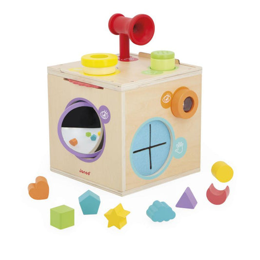 JUGUETE DE MADERA JANOD ·CAJA SENSORIAL· - Happy Moments Baby