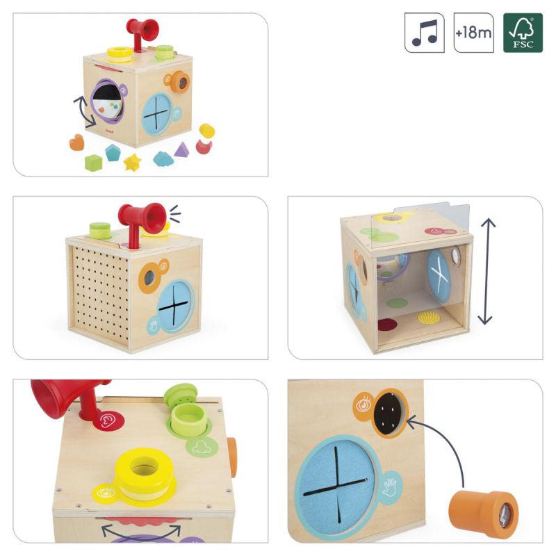 JUGUETE DE MADERA JANOD ·CAJA SENSORIAL· - Happy Moments Baby