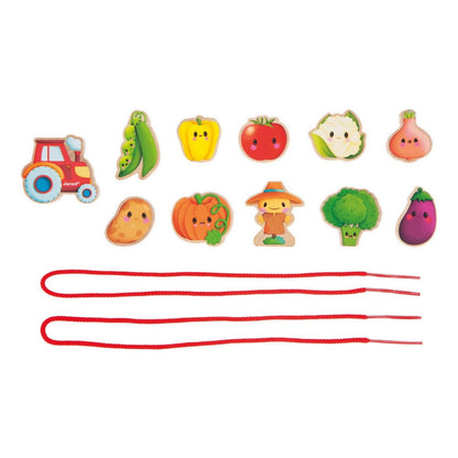 JUGUETE DE MADERA JANOD ·CUENTAS PARA ENHEBRAR HUERTO· - Happy Moments Baby