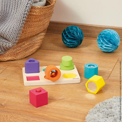 JUGUETE DE MADERA JANOD ·PUZLE CON 6 FIGURAS SENSORIALES· - Happy Moments Baby