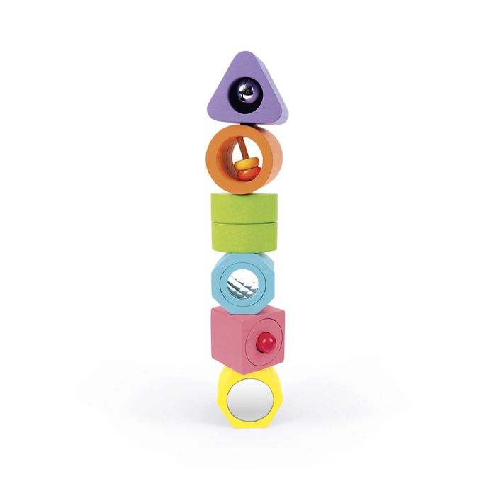 JUGUETE DE MADERA JANOD ·PUZLE CON 6 FIGURAS SENSORIALES· - Happy Moments Baby