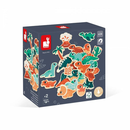 JUGUETE DE MADERA JANOD ·SET 24 IMANES DINOS· - Happy Moments Baby