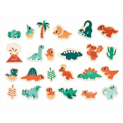 JUGUETE DE MADERA JANOD ·SET 24 IMANES DINOS· - Happy Moments Baby