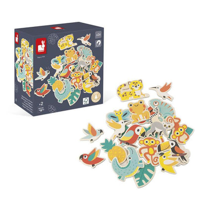 JUGUETE DE MADERA JANOD ·SET 24 IMANES TROPIK· - Happy Moments Baby