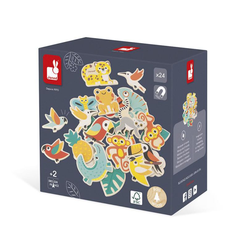 JUGUETE DE MADERA JANOD ·SET 24 IMANES TROPIK· - Happy Moments Baby