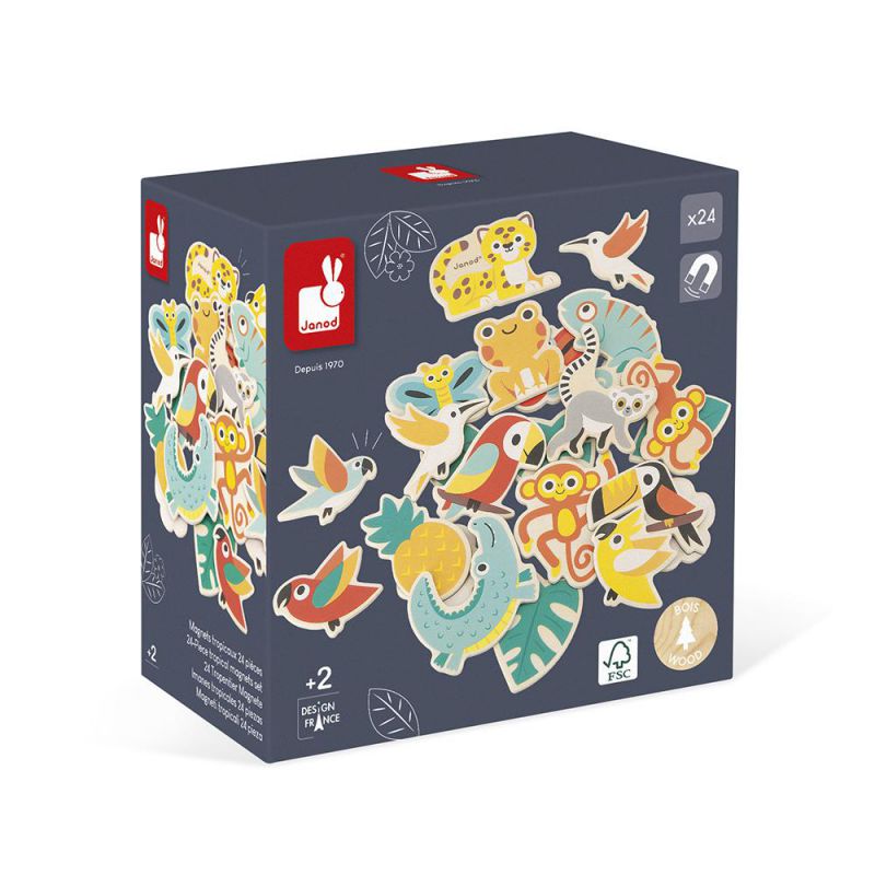 JUGUETE DE MADERA JANOD ·SET 24 IMANES TROPIK· - Happy Moments Baby