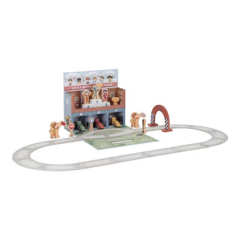 JUGUETE DE MADERA LITTLE DUTCH ·CAJA DE JUEGO CON PISTA DE CARRERAS· - Happy Moments Baby