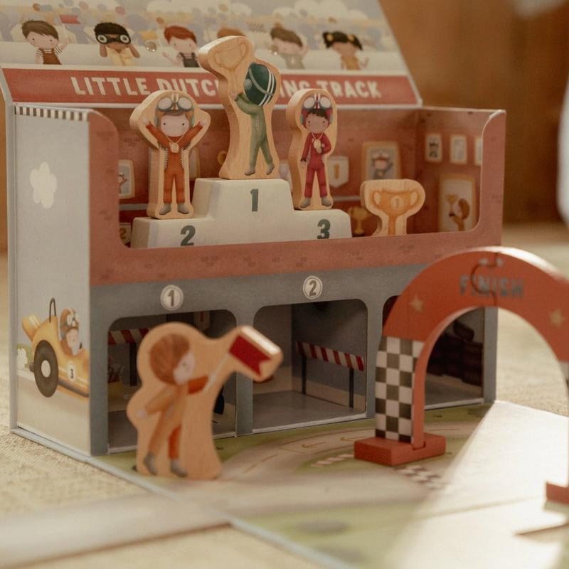 JUGUETE DE MADERA LITTLE DUTCH ·CAJA DE JUEGO CON PISTA DE CARRERAS· - Happy Moments Baby