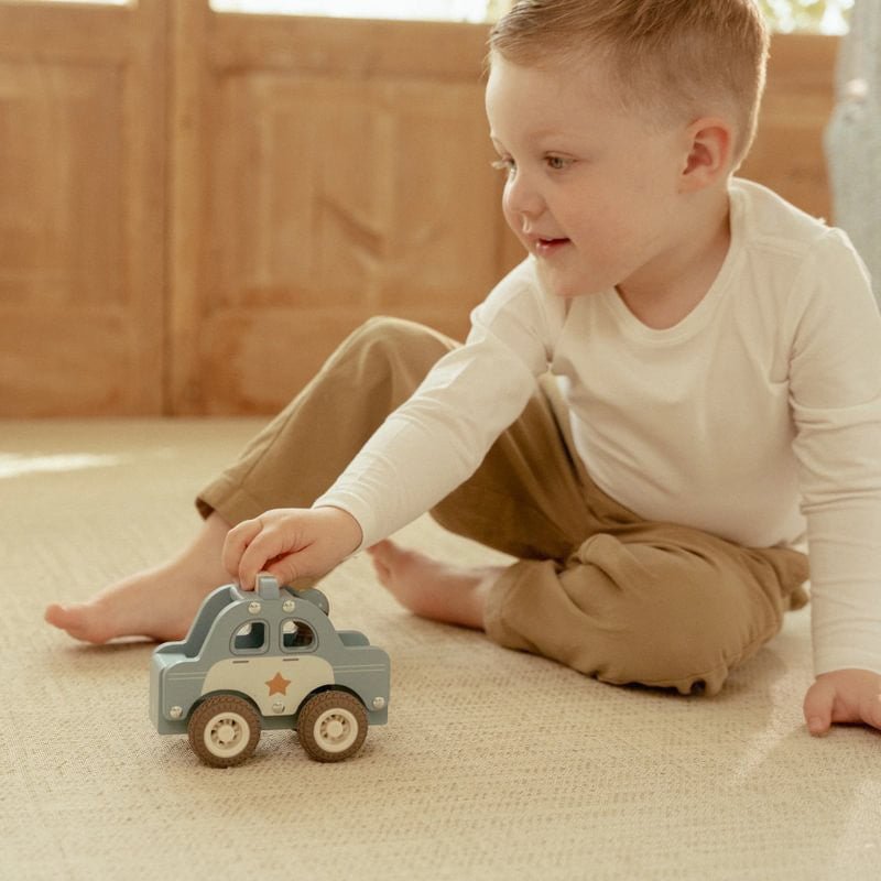JUGUETE DE MADERA LITTLE DUTCH ·COCHE DE POLICÍA· - Happy Moments Baby