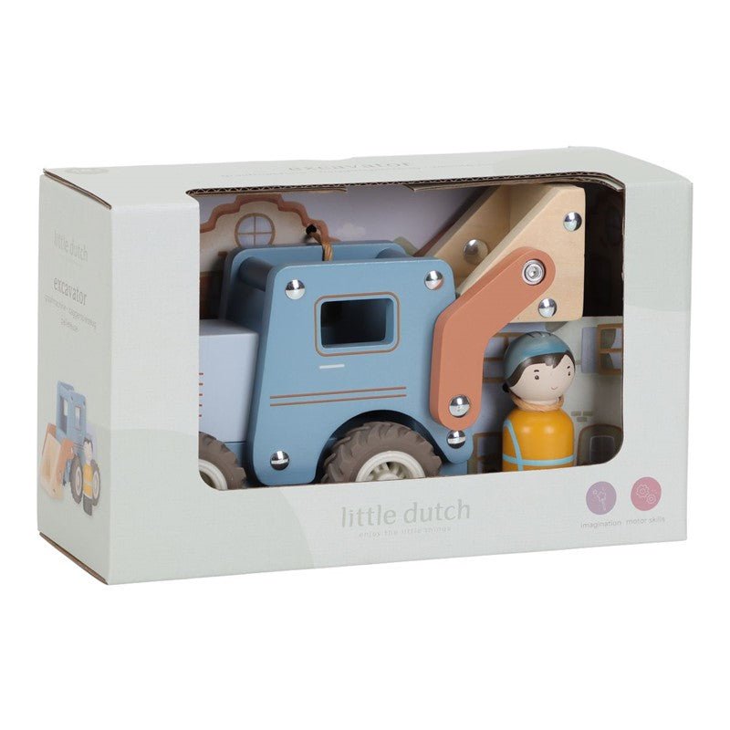 JUGUETE DE MADERA LITTLE DUTCH ·EXCAVADORA· - Happy Moments Baby