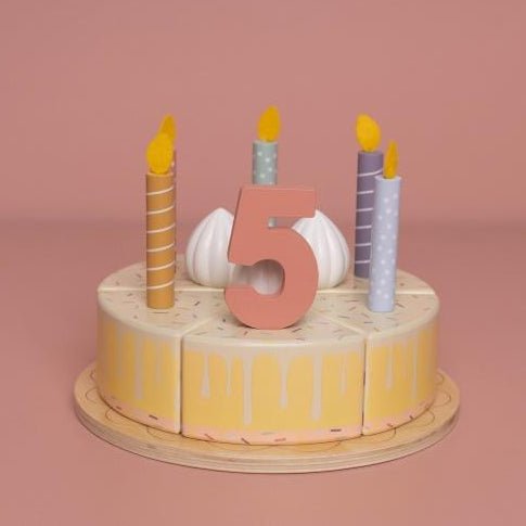 JUGUETE DE MADERA LITTLE DUTCH ·PASTEL DE CUMPLEAÑOS ROSA· - Happy Moments Baby