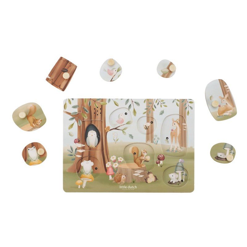 JUGUETE DE MADERA LITTLE DUTCH ·PUZZLE CON SONIDO FOREST FRIENDS· - Happy Moments Baby