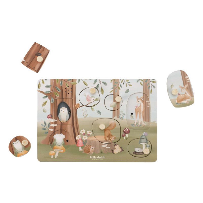 JUGUETE DE MADERA LITTLE DUTCH ·PUZZLE CON SONIDO FOREST FRIENDS· - Happy Moments Baby