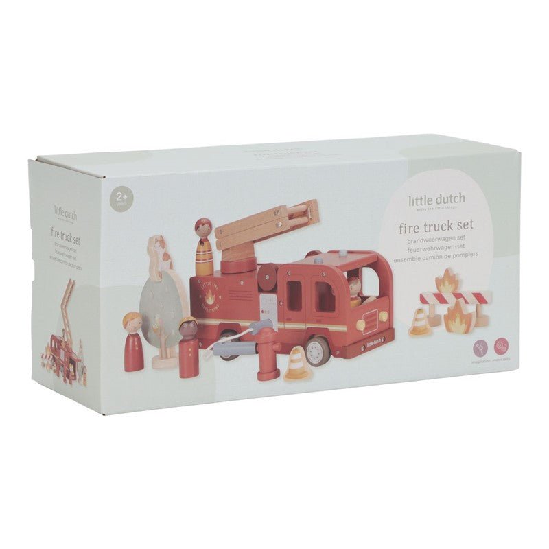 JUGUETE DE MADERA LITTLE DUTCH ·SET DE BOMBEROS CON CAMIÓN· - Happy Moments Baby