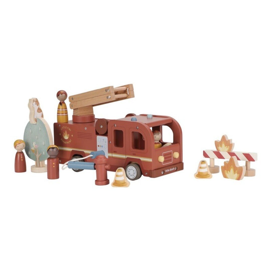 JUGUETE DE MADERA LITTLE DUTCH ·SET DE BOMBEROS CON CAMIÓN· - Happy Moments Baby