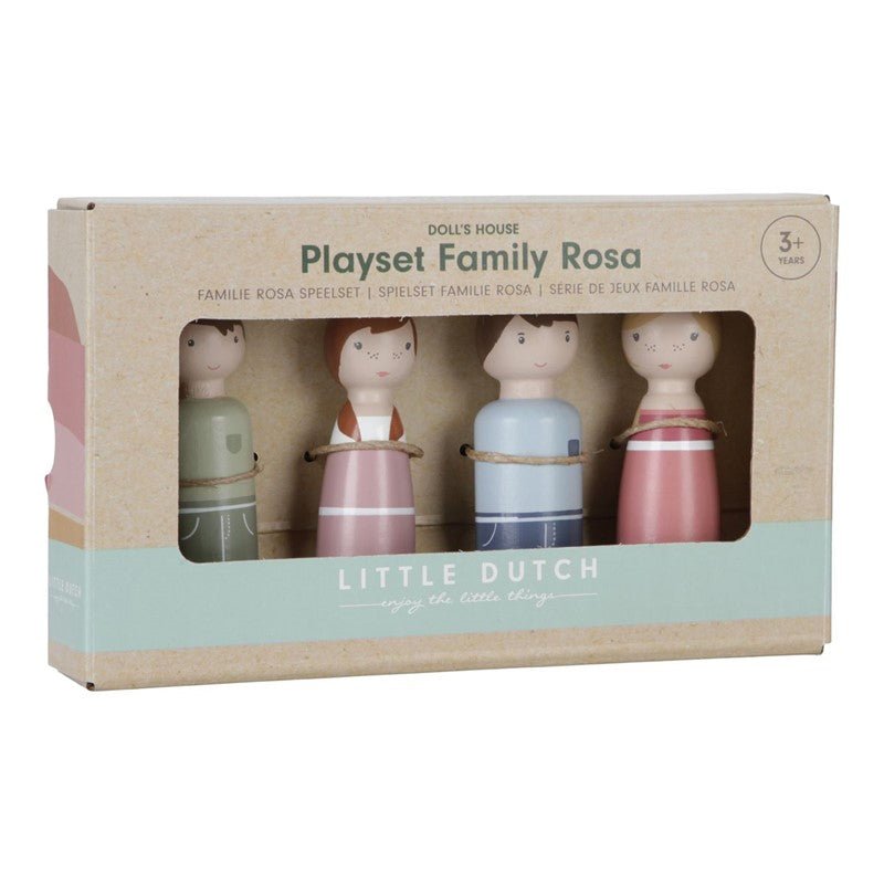 JUGUETE DE MADERA LITTLE DUTCH ·SET FAMILIA ROSA CASA DE MUÑECAS· - Happy Moments Baby