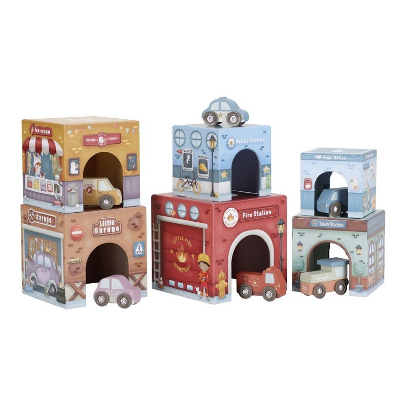 JUGUETE DE MADERA LITTLE DUTCH ·TORRE ENCAJABLE CIUDAD COCHES· - Happy Moments Baby