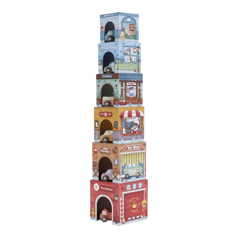JUGUETE DE MADERA LITTLE DUTCH ·TORRE ENCAJABLE CIUDAD COCHES· - Happy Moments Baby