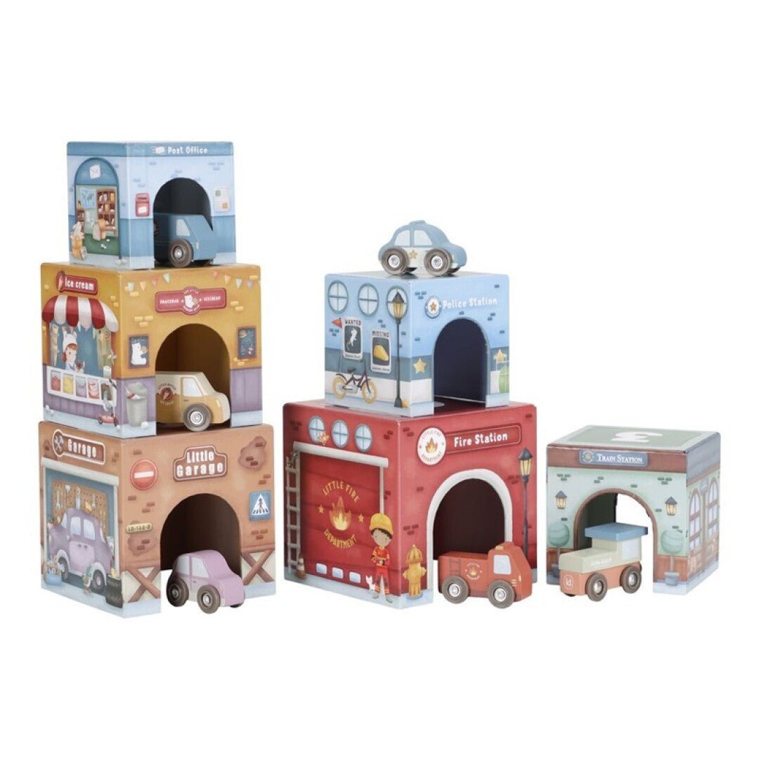 JUGUETE DE MADERA LITTLE DUTCH ·TORRE ENCAJABLE CIUDAD COCHES· - Happy Moments Baby