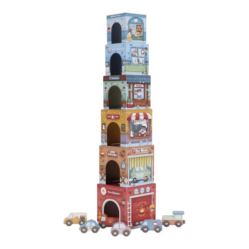 JUGUETE DE MADERA LITTLE DUTCH ·TORRE ENCAJABLE CIUDAD COCHES· - Happy Moments Baby