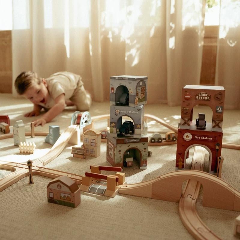 JUGUETE DE MADERA LITTLE DUTCH ·TORRE ENCAJABLE CIUDAD COCHES· - Happy Moments Baby