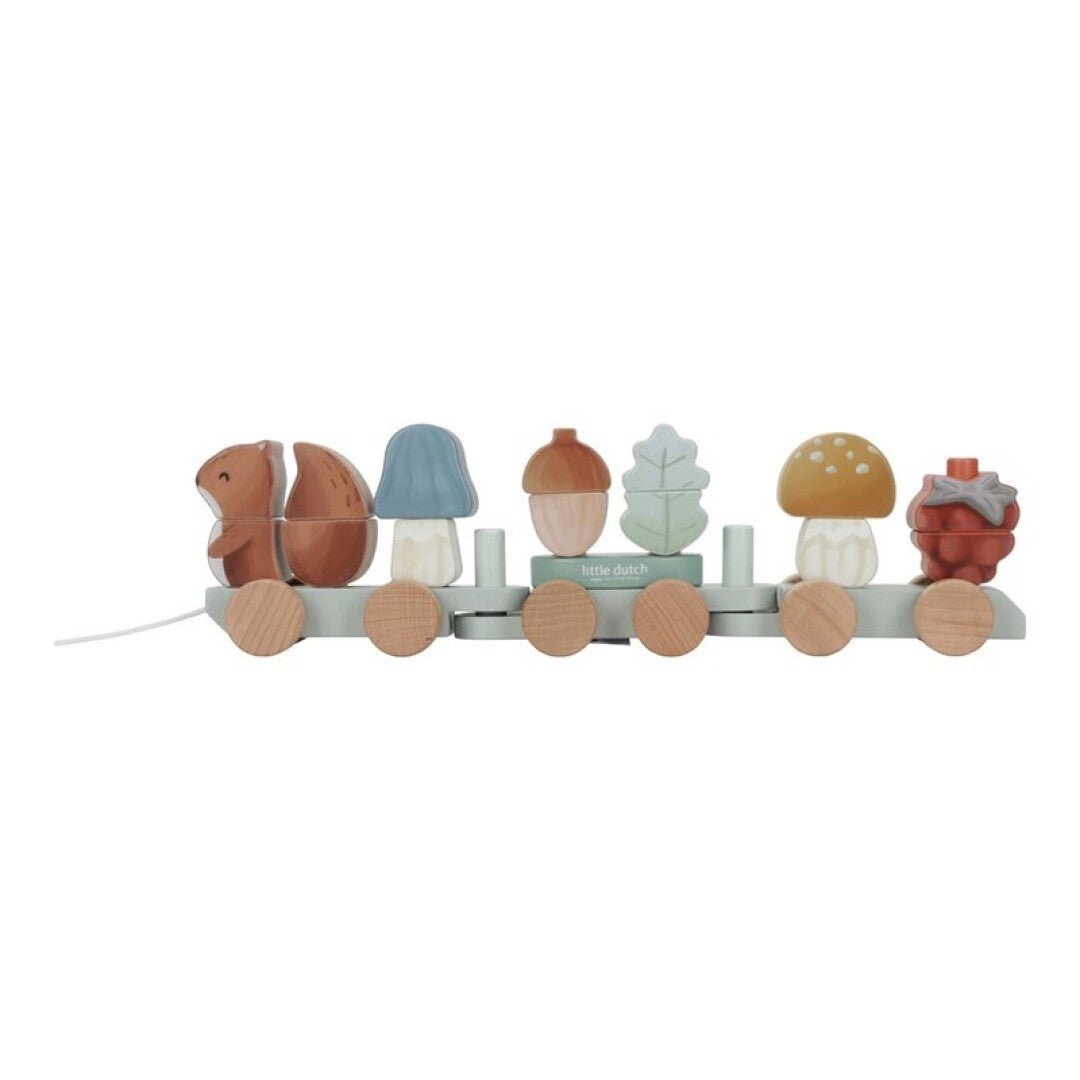 JUGUETE DE MADERA LITTLE DUTCH ·TREN APILABLE FOREST FRIENDS· - Happy Moments Baby
