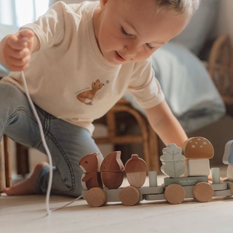 JUGUETE DE MADERA LITTLE DUTCH ·TREN APILABLE FOREST FRIENDS· - Happy Moments Baby