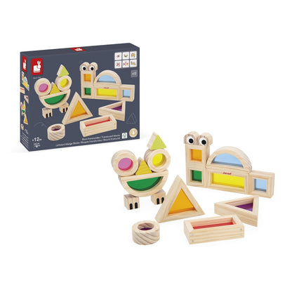JUGUETE DE MADERA SENSORIAL JANOD ·BLOQUES TRANSLÚCIDOS· - Happy Moments Baby