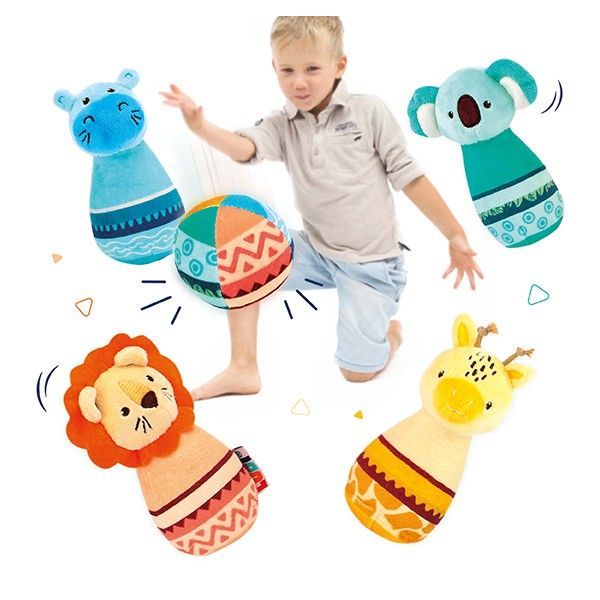 JUGUETE DE TELA ·JUEGO DE BOLOS ANIMALES· - Happy Moments Baby