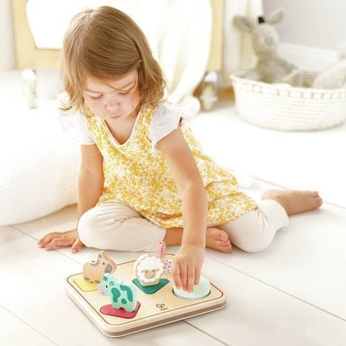 JUGUETE SENSORIAL HAPE ·PUZZLE SONIDOS DE ANIMALES· - Happy Moments Baby