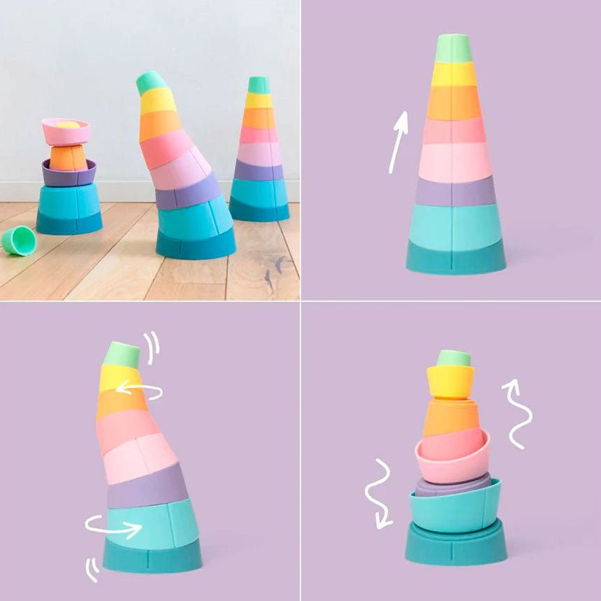 JUGUETE SENSORIAL OPPI ·TORRE DE SILICONA APILABLE STAK· - Happy Moments Baby