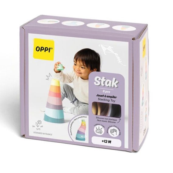 JUGUETE SENSORIAL OPPI ·TORRE DE SILICONA APILABLE STAK· - Happy Moments Baby