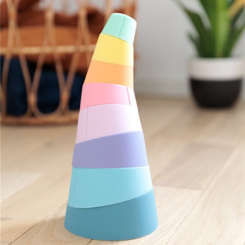 JUGUETE SENSORIAL OPPI ·TORRE DE SILICONA APILABLE STAK· - Happy Moments Baby