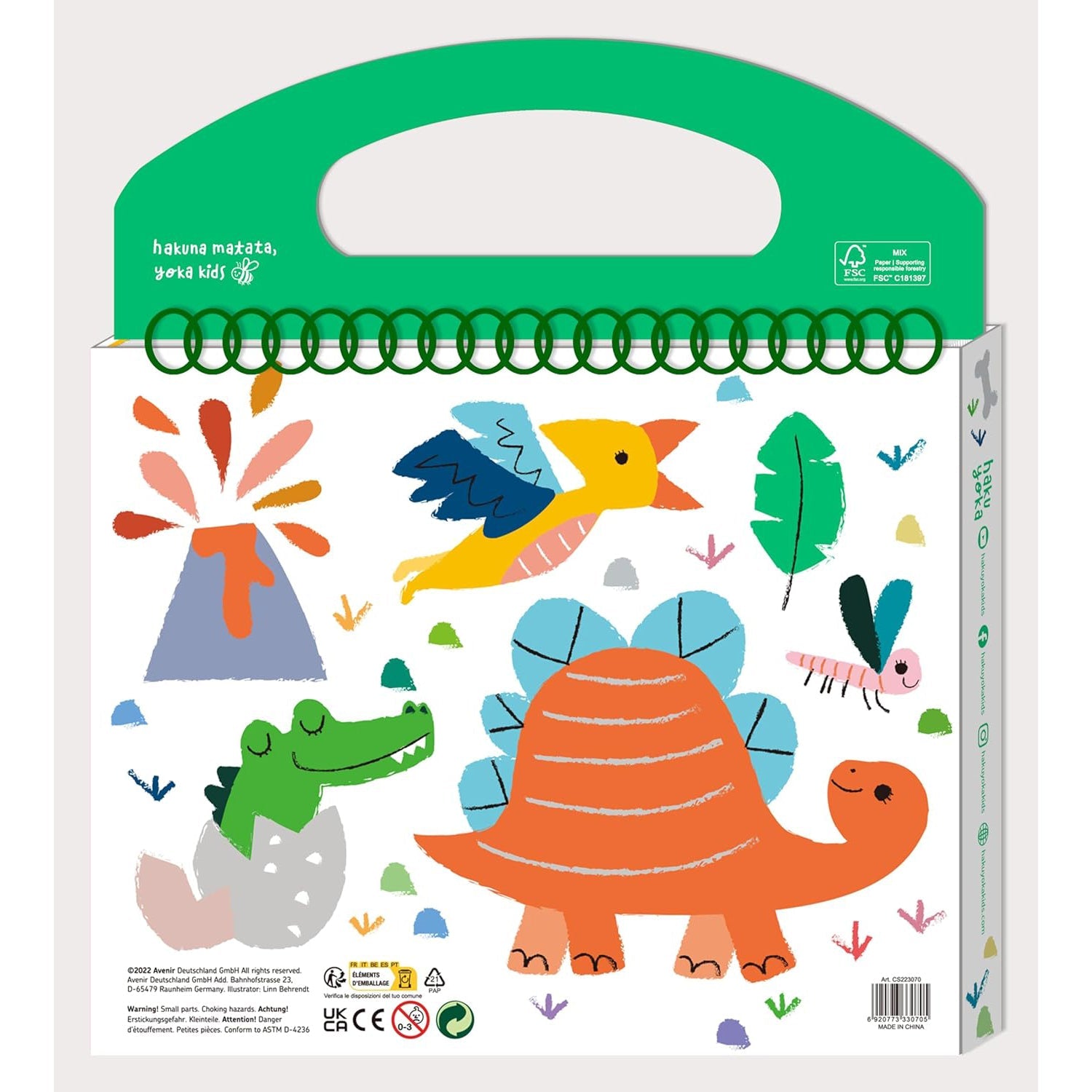 KIT PARA COLOREAR CON CERAS Y STICKERS ·AMIGOS DE LOS DINOSAURIOS· - Happy Moments Baby