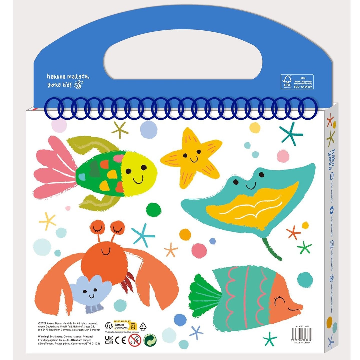 KIT PARA COLOREAR CON CERAS Y STICKERS ·ANIMALES MARINOS· - Happy Moments Baby