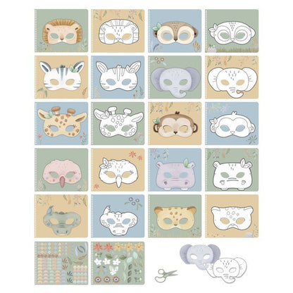 LIBRO RECORTA Y PINTA MÁSCARAS LITTLE DUTCH ·SAFARI FRIENDS· - Happy Moments Baby