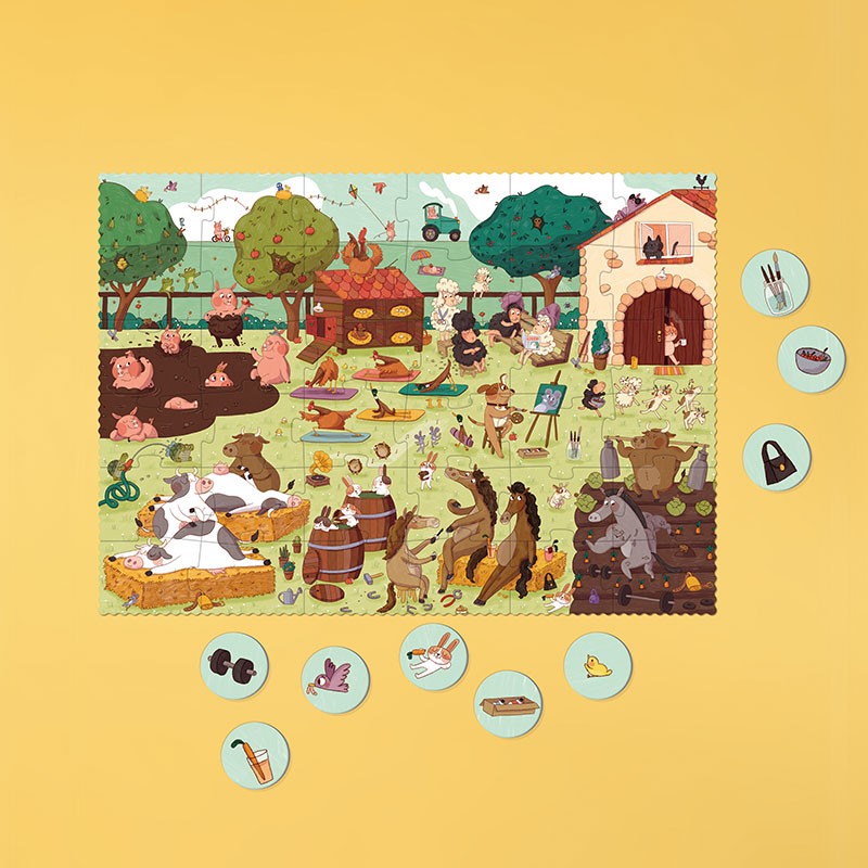 Puzzle Farmtastic completo con fichas de observación