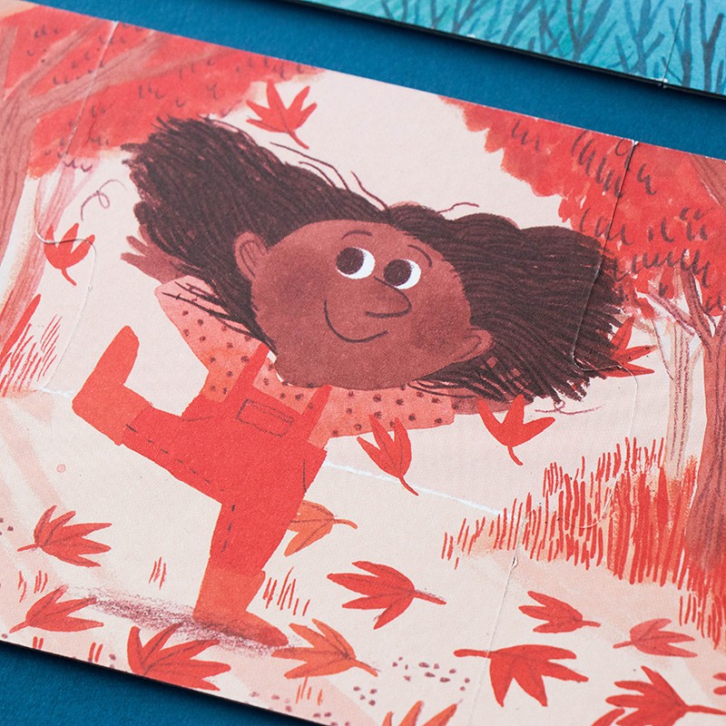 Detalle de la ilustración roja con hojas de My Colours