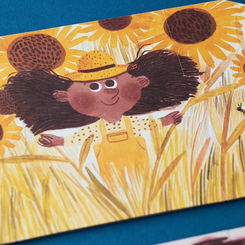 Detalle de los girasoles de la ilustración amarilla de My Colours