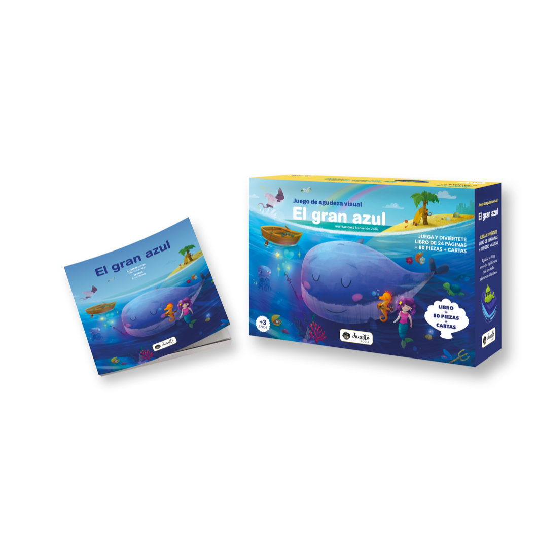 Portada de El gran azul, juego de observación y libro de Manolito Books