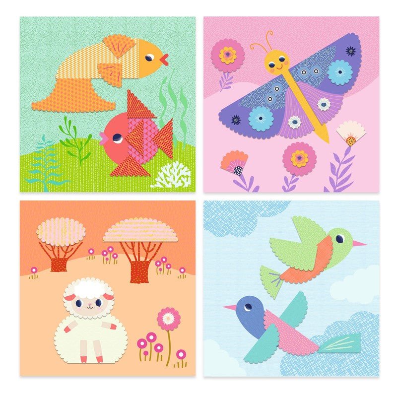 MANUALIDADES DJECO ·COLLAGE PARA RECORTAR CON BORDES DECORATIVOS· - Happy Moments Baby