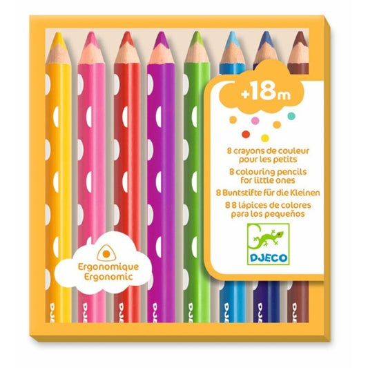 MANUALIDADES DJECO ·COLORES PARA PEQUES 8 LÁPICES· - Happy Moments Baby