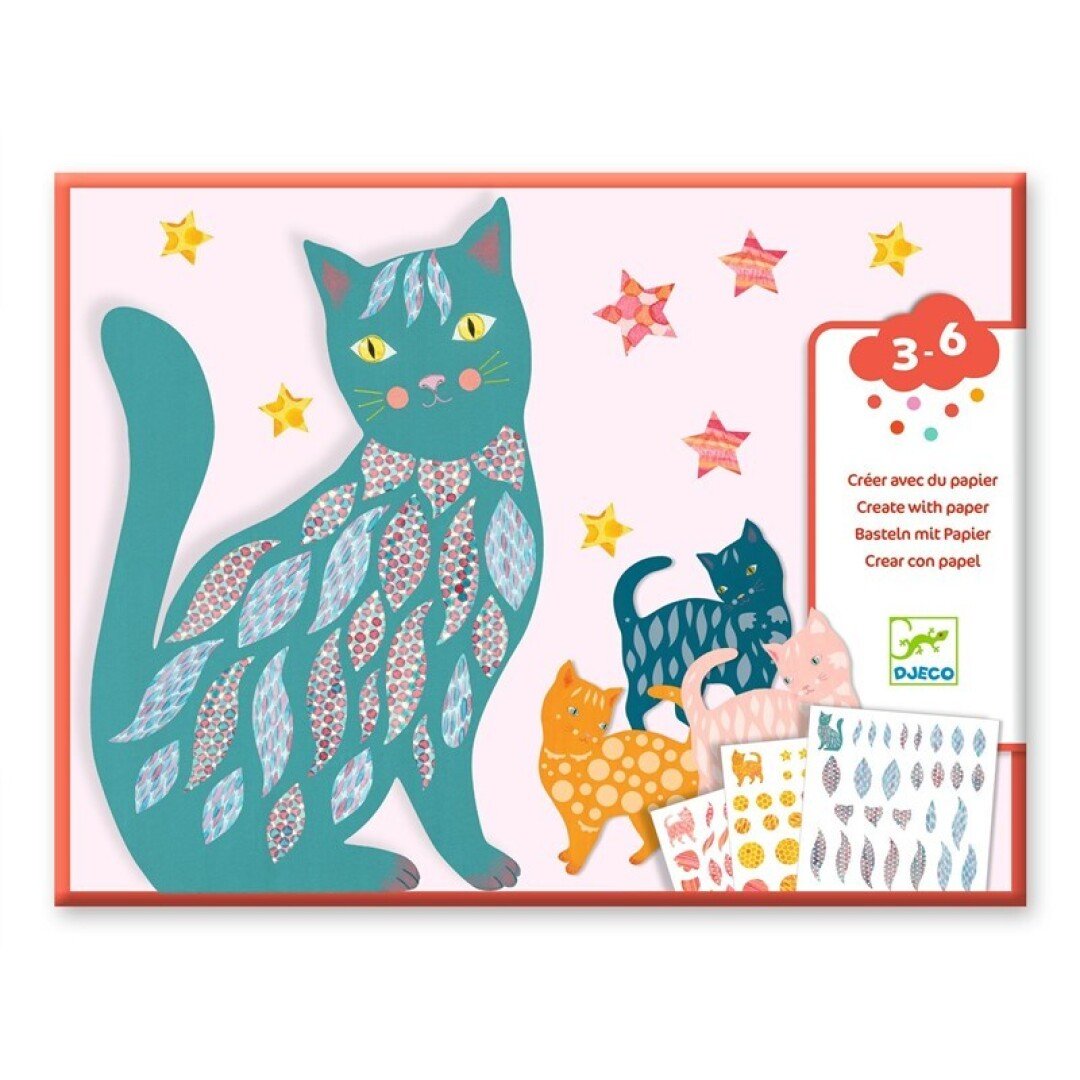 MANUALIDADES DJECO ·CREAR CON PAPEL - LOS GATITOS DE ELODIE· - Happy Moments Baby